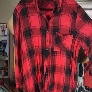 Red flannel w/ tie back detail